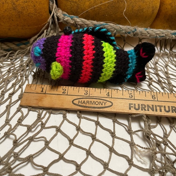 Crochet  Small Purple Faced Fish Lava Bead Essential Oil Diffuser Ornament SK - Picture 3 of 3